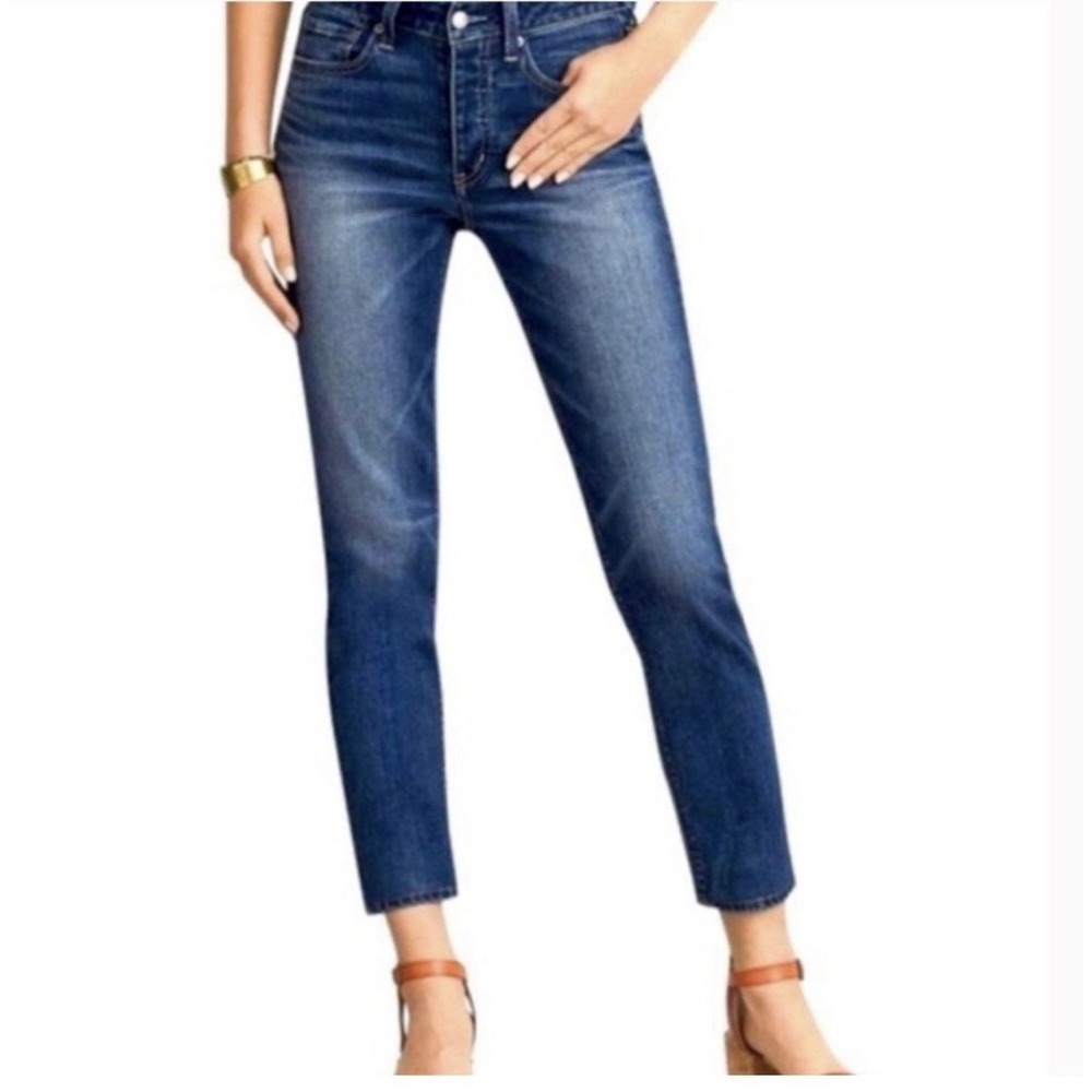 American Eagle Vintage Hi Rise Jeans Button Fly Stretch Dark Denim Size 6 Preppy